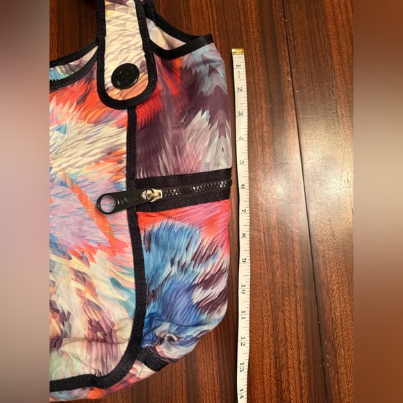 Kipling Large Multicolor Black Green Orange Blue Top Handle Shoulder Tote Bag - Picture 11 of 14